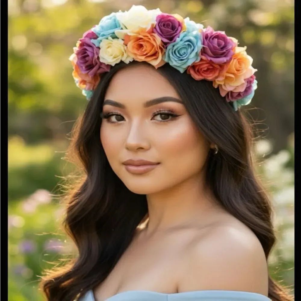 Stunning Handmade Colorful/Pastel Spring Rose Goddess Flower Crown